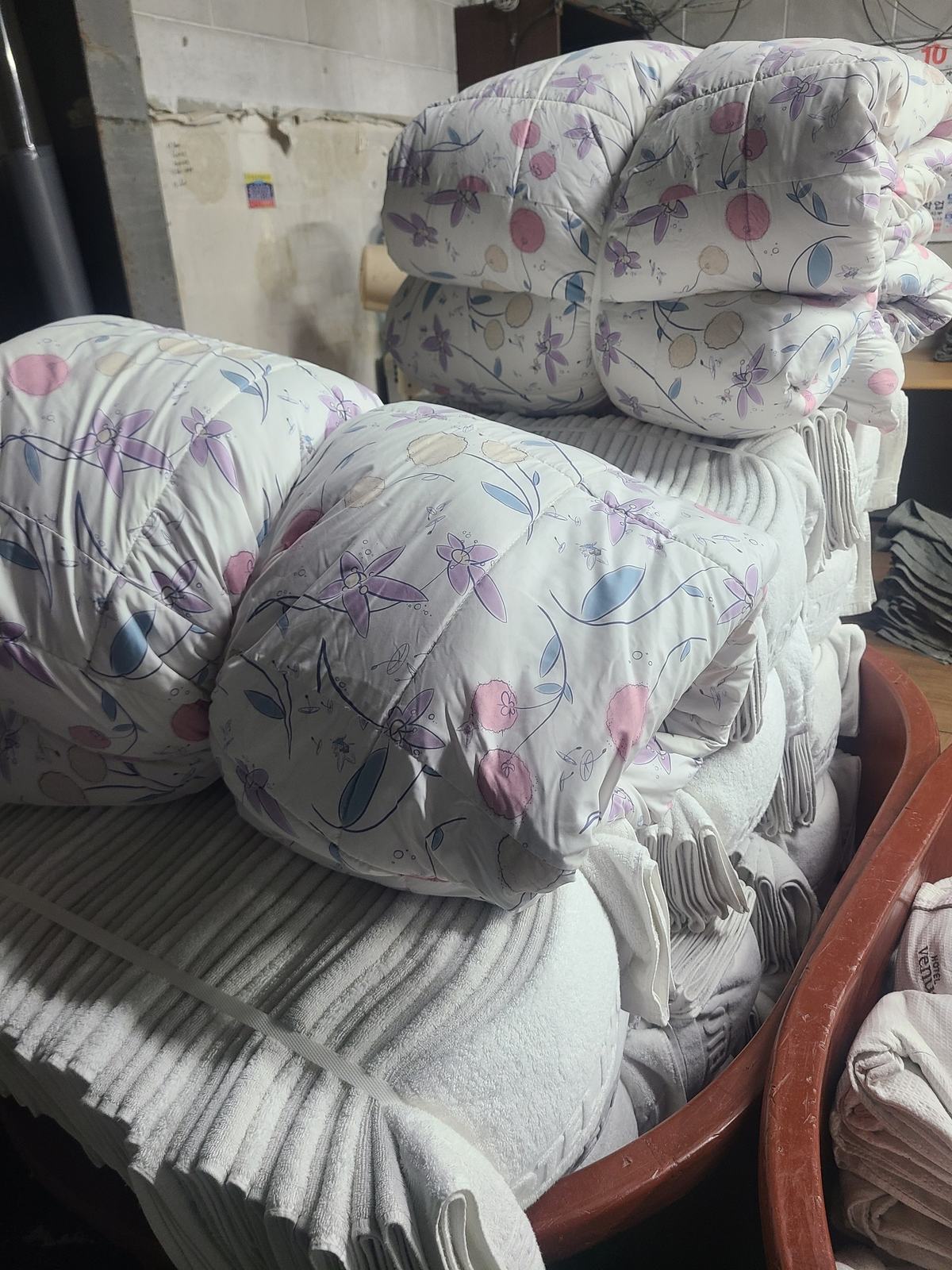 포장된 침구류